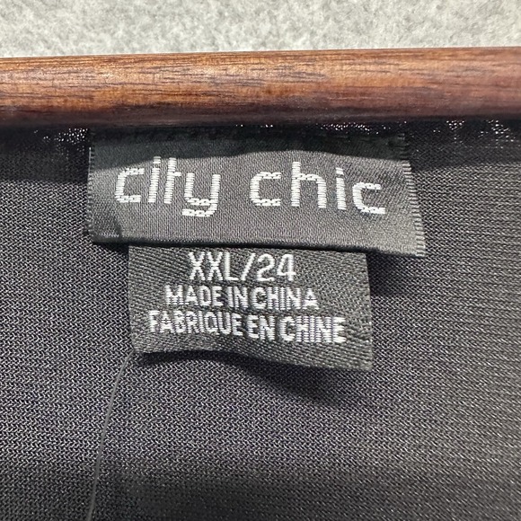 NWT City Chic Black Sheer Sequin Faux Wrap Party Cocktail Dress 24/XXL Holiday - Picture 9 of 14